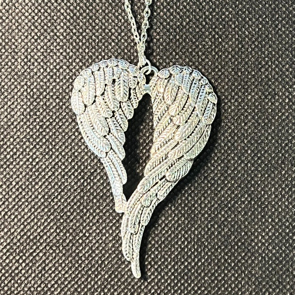 Supernatural Castiel's Large Wings Silver Tone Necklace